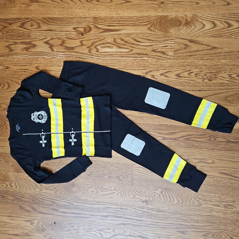 Chasing Fireflies Sara's Prints Kids Fireman Chief PJs - size 10 - Like new!